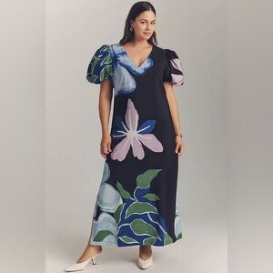 NWT! By Anthropologie Puff-Sleeve A-Line Maxi Dress - Size XS 🏆